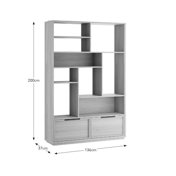 Hardy Wide Bookcase With 2 Drawers, Oak Effect - Image 8