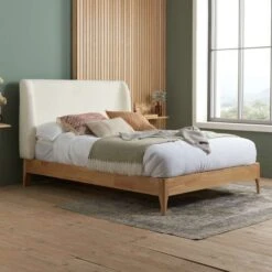 Halfden Wooden Bed Frame, Boucle
