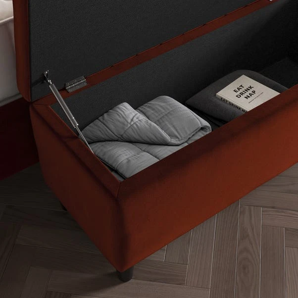 Alara Velvet End Of Bed Storage Ottoman - Image 3