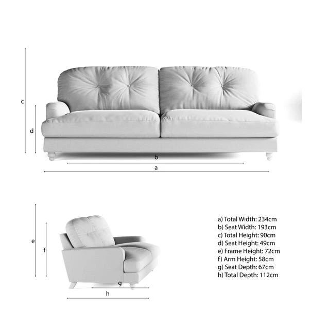 Martha 4 Seater Sofa, Vintage Chenille - Image 9