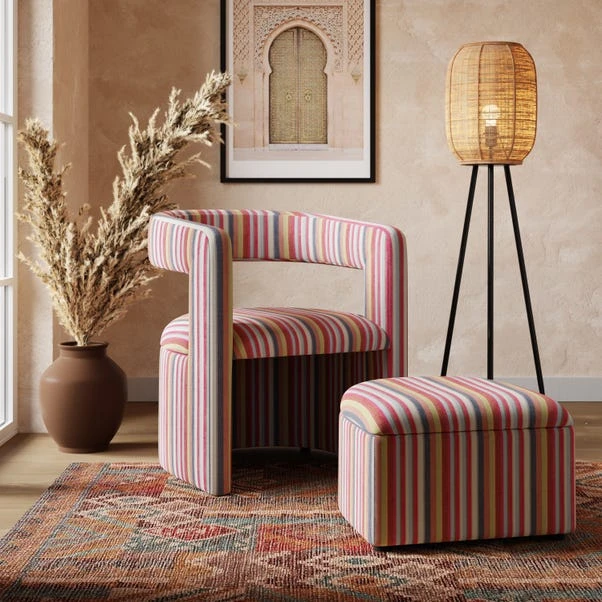 Tallie Woven Multi Stripe Occasional Chair - Image 2