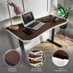 XR Living Oka Office Desk With LED Lights And Wireless Charging
