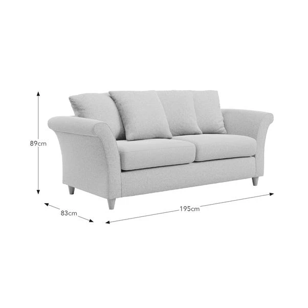 Dixie 3 Seater Sofa, Soft Texture Fabric - Image 8
