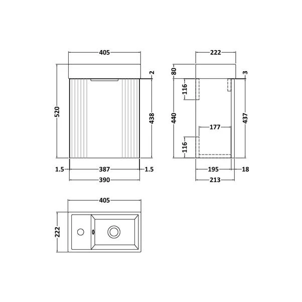 Deco Compact Wall Mounted Vanity Unit With Basin - Image 6