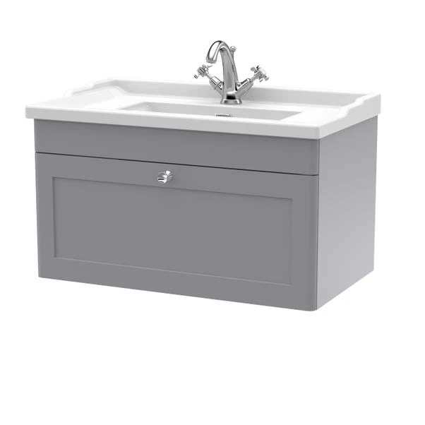 Classique Wall Mounted 1 Drawer Vanity Unit With Ceramic Basin - Image 19