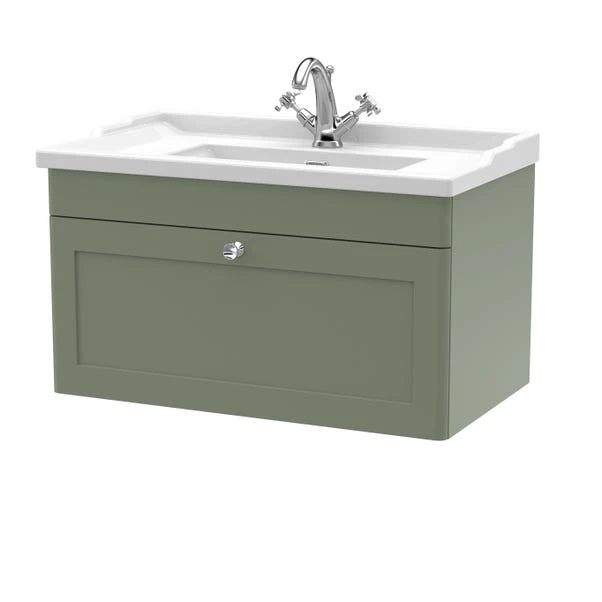 Classique Wall Mounted 1 Drawer Vanity Unit With Ceramic Basin - Image 17