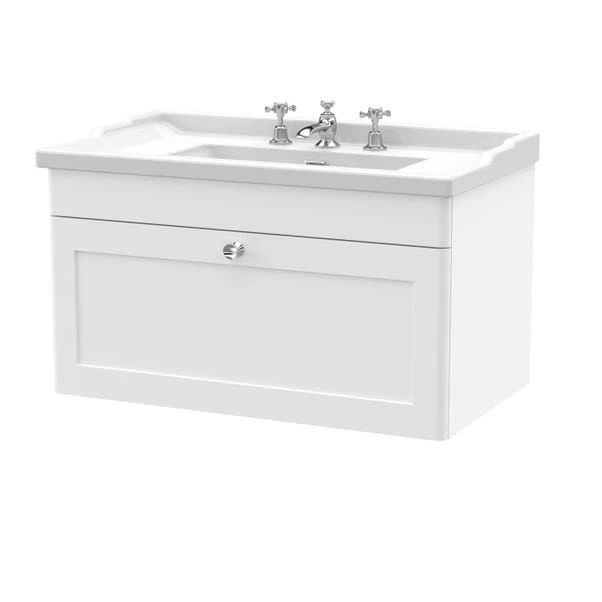 Classique Wall Mounted 1 Drawer Vanity Unit With Ceramic Basin - Image 15