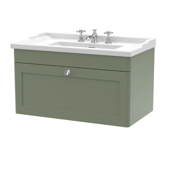 Classique Wall Mounted 1 Drawer Vanity Unit With Ceramic Basin - Image 11