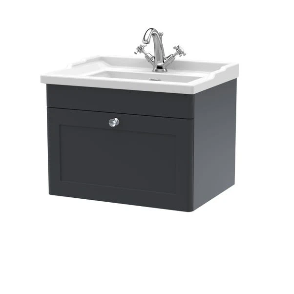 Classique Wall Mounted 1 Drawer Vanity Unit With Ceramic Basin - Image 9