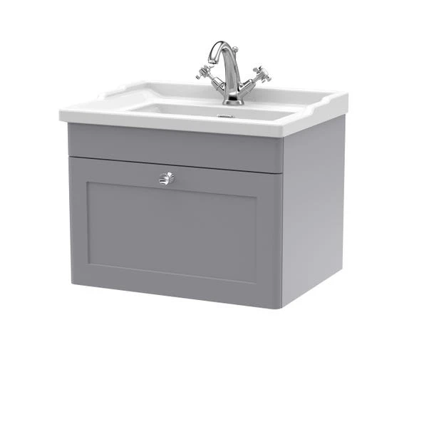 Classique Wall Mounted 1 Drawer Vanity Unit With Ceramic Basin - Image 7