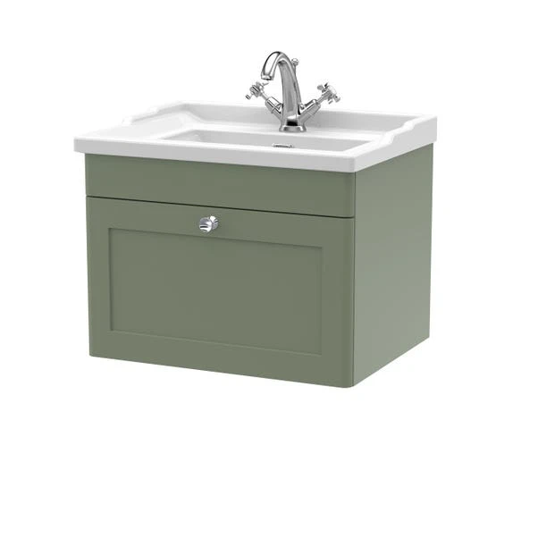 Classique Wall Mounted 1 Drawer Vanity Unit With Ceramic Basin - Image 5