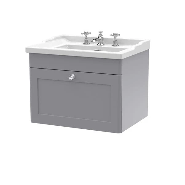 Classique Wall Mounted 1 Drawer Vanity Unit With Ceramic Basin