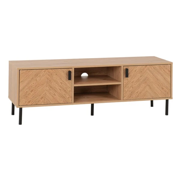 Leon 2 Door TV Unit Stand For TVs Up To 65", Oak Effect - Image 2