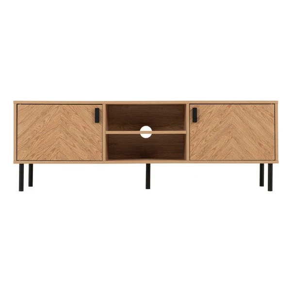 Leon 2 Door TV Unit Stand For TVs Up To 65", Oak Effect - Image 3