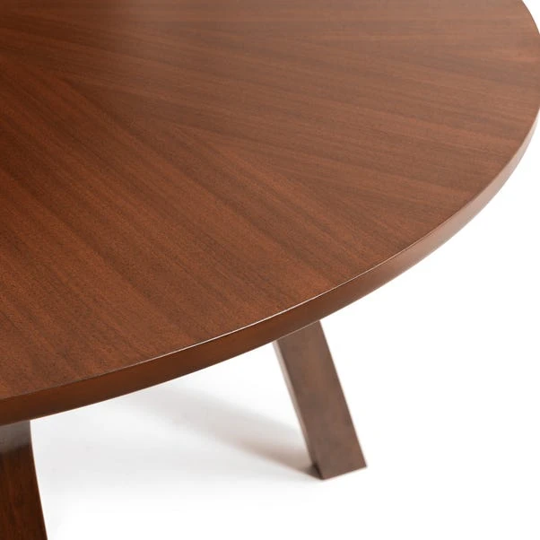 Huxley 4 Seater Round Dining Table, Walnut - Image 3