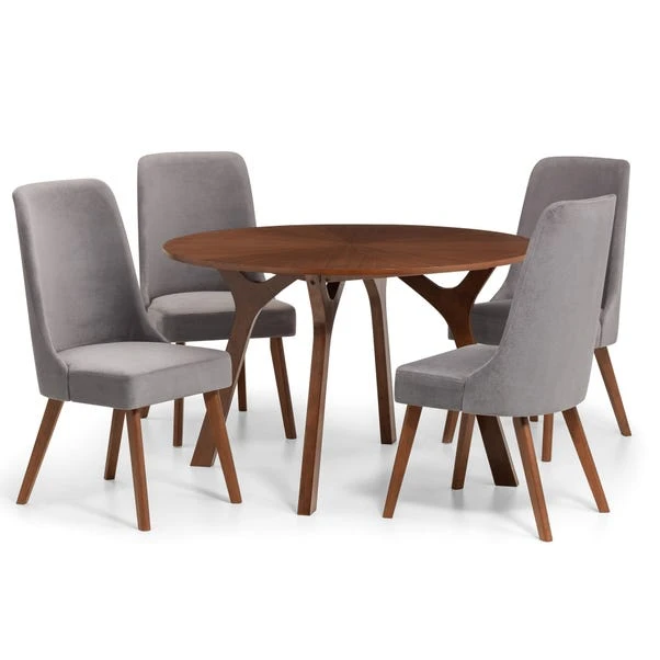 Huxley 4 Seater Round Dining Table, Walnut - Image 6
