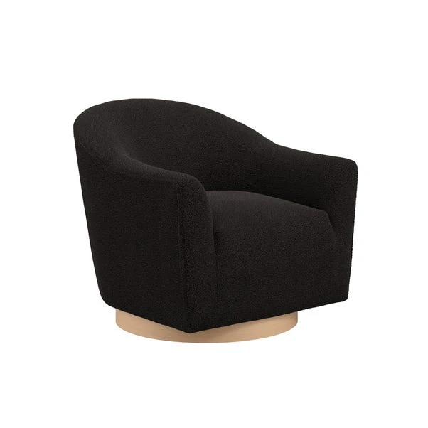 Daphne Black Boucle Swivel Chair - Image 3