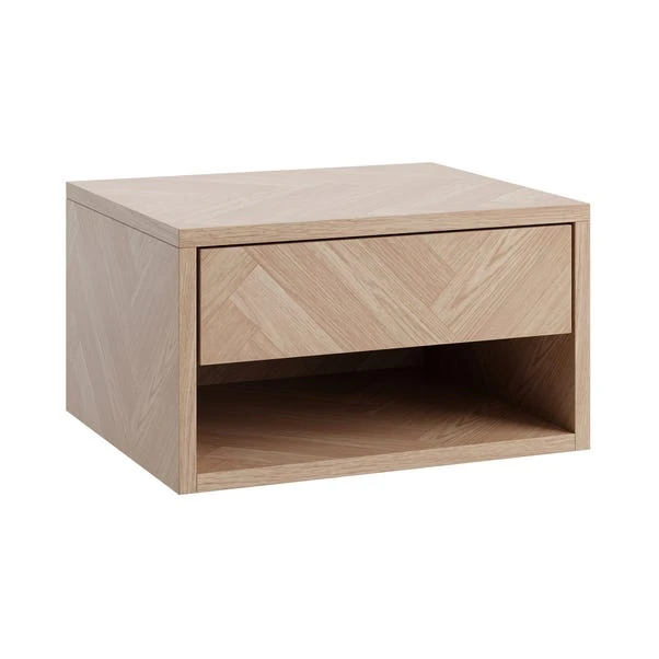 Casper 1 Drawer Floating Bedside Table, Mid Oak Effect - Image 5