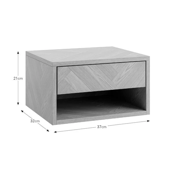Casper 1 Drawer Floating Bedside Table, Mid Oak Effect - Image 6