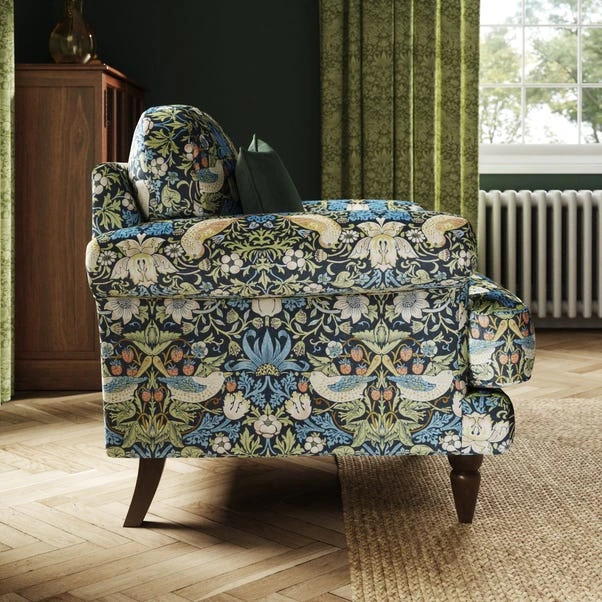 Jolene William Morris Strawberry Thief Print Velvet Snuggle Chair - Image 2