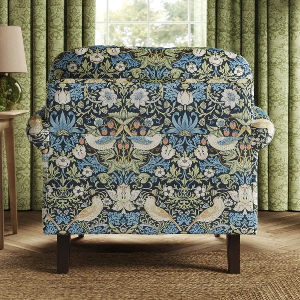 Jolene William Morris Strawberry Thief Print Velvet Snuggle Chair - Image 3