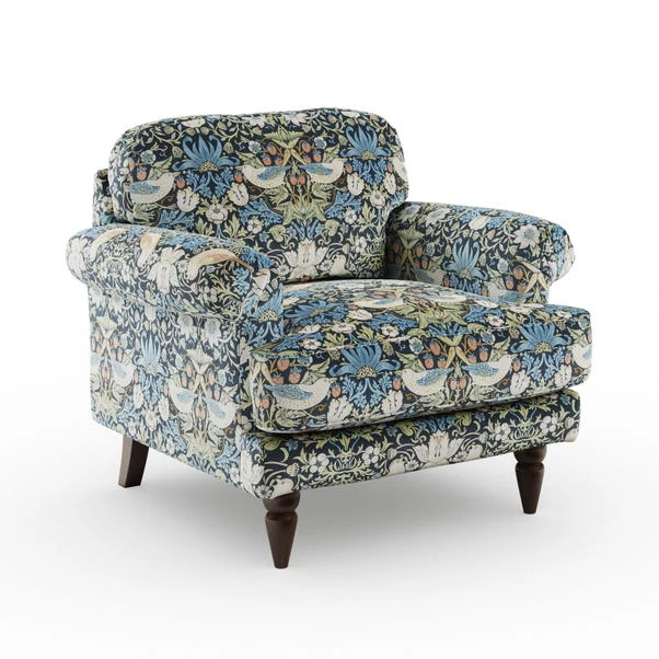 Jolene William Morris Strawberry Thief Print Velvet Snuggle Chair - Image 6