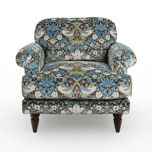 Jolene William Morris Strawberry Thief Print Velvet Snuggle Chair - Image 7