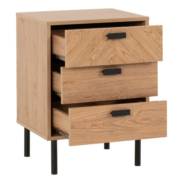 Barker 3 Drawer Bedside Table, Oak Effect - Image 4