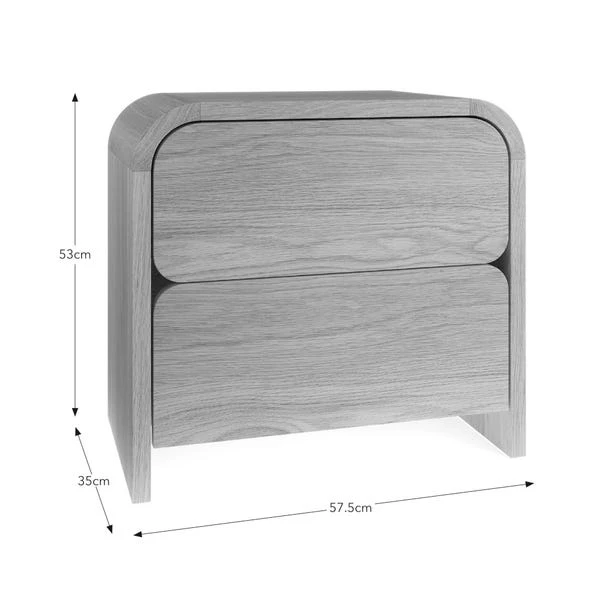 Bennett 2 Drawer Bedside Table, Light Oak - Image 7