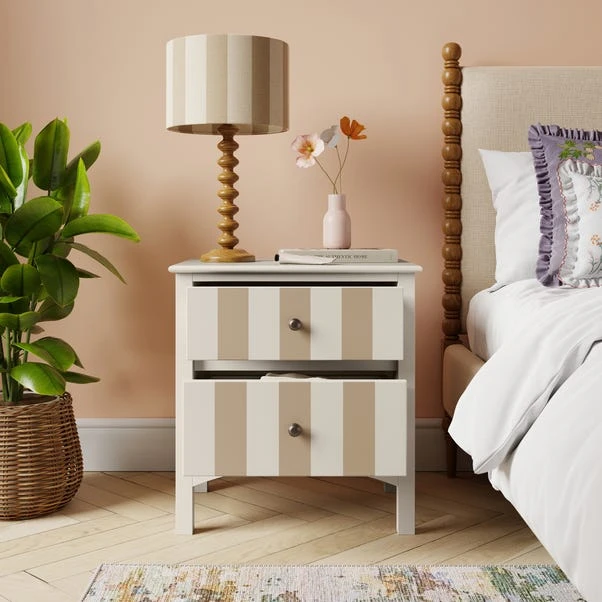 Beatrice Wide 2 Drawer Bedside Table - Image 9