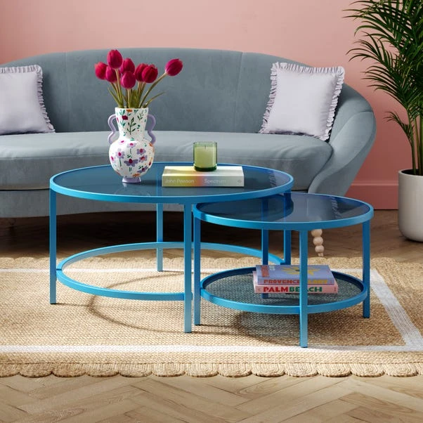 Sofia Glass Coffee Nest Of Tables - Image 15