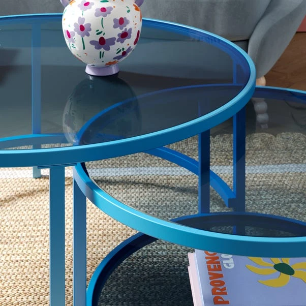 Sofia Glass Coffee Nest Of Tables - Image 18