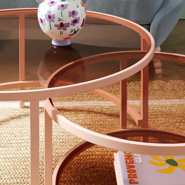 Sofia Glass Coffee Nest Of Tables - Image 11