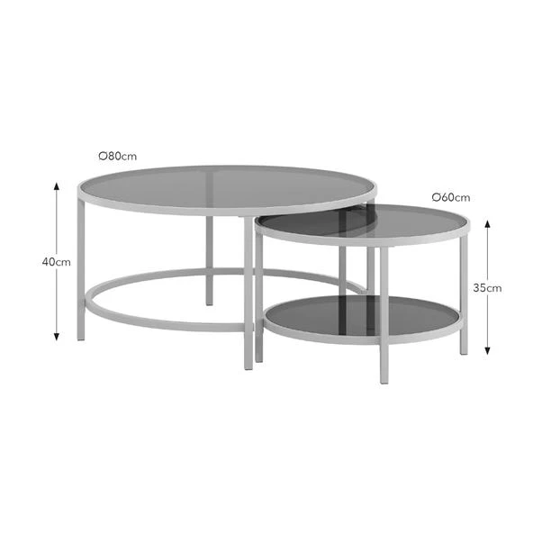 Sofia Glass Coffee Nest Of Tables - Image 14