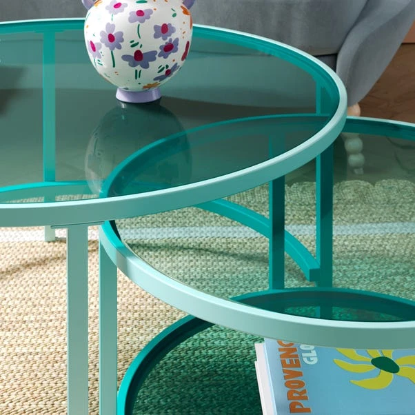 Sofia Glass Coffee Nest Of Tables - Image 4