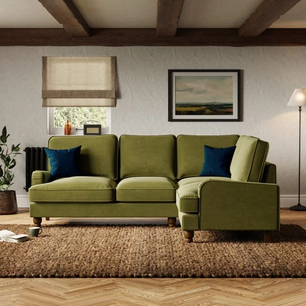 Beatrice Velvet Olive Corner Sofa - Image 11