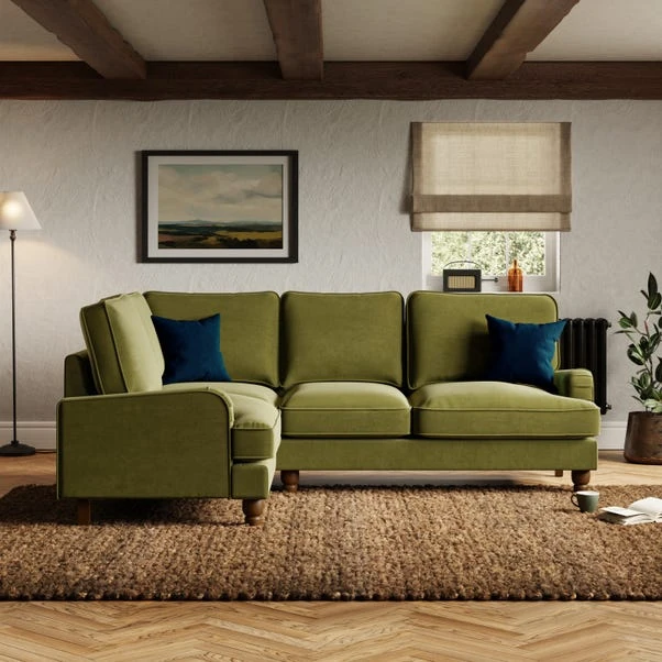 Beatrice Velvet Olive Corner Sofa - Image 2