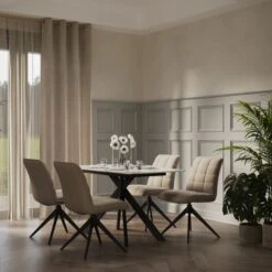 Indus Valley Aura Dining Table With 4 Aura Dining Chairs