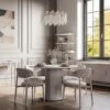 Indus Valley Cleo Round 4 Seater Dining Table With 4 Cleo Dining Chairs