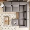 Modular Arne Grey Faux Leather Corner Sofa With Footstool