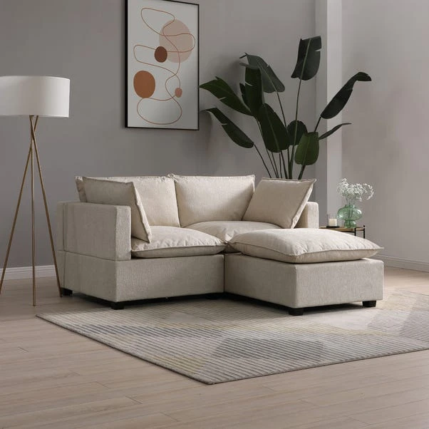 Moda 2 Seater Modular Sofa With Chaise, Natural Boucle - Image 2