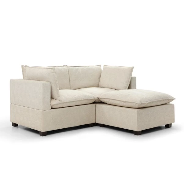 Moda 2 Seater Modular Sofa With Chaise, Natural Boucle - Image 3
