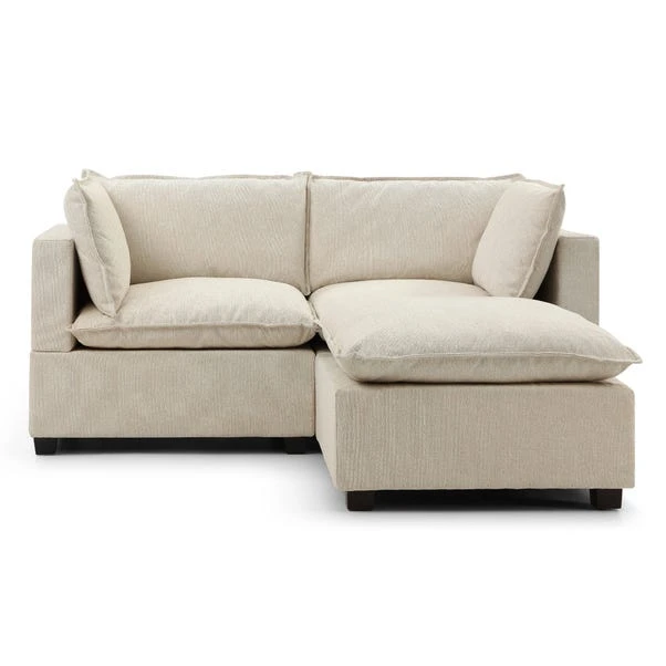 Moda 2 Seater Modular Sofa With Chaise, Natural Boucle - Image 4