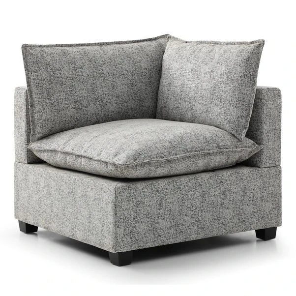 Moda 3 Seater Modular Sofa With Chaise, Light Grey Boucle - Image 3