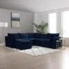 Moda Corner Modular Sofa With Chaise, Navy Velvet